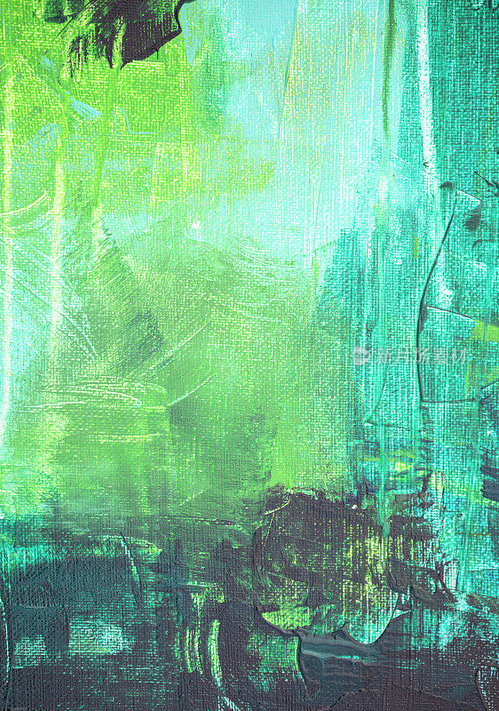 抽象的绿色丙烯酸绘画背景与纹理