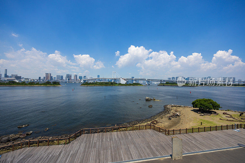 东京湾，公园和城市建筑的广阔视野