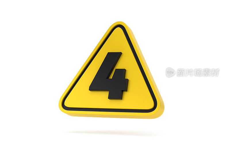 3D黄色三角形4号警告标志