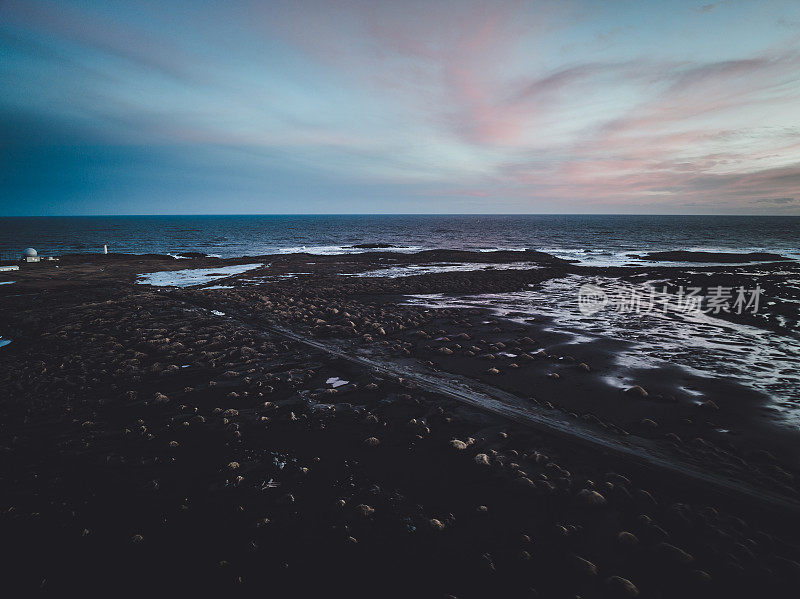 冰岛黑海滩Vestrahorn日落黄昏Stokksnes