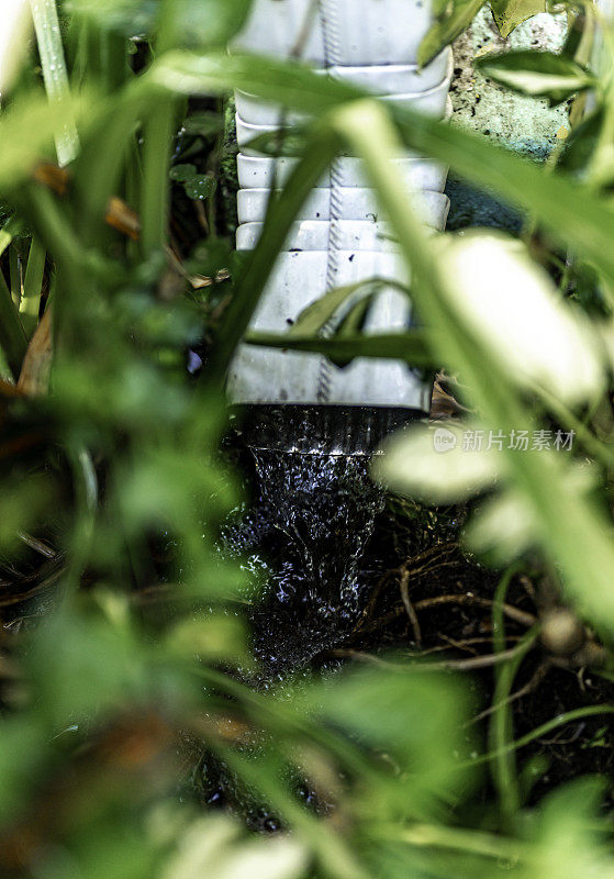 暴风雨中喷出的雨水