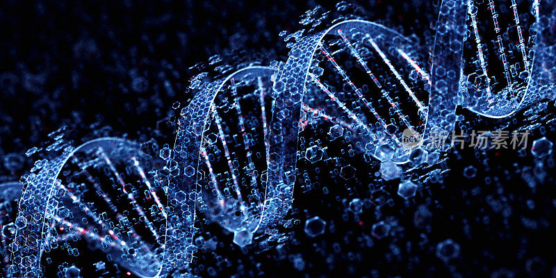 数字DNA。技术的概念。