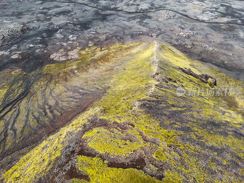 冰岛的火山地和苔藓覆盖的地面