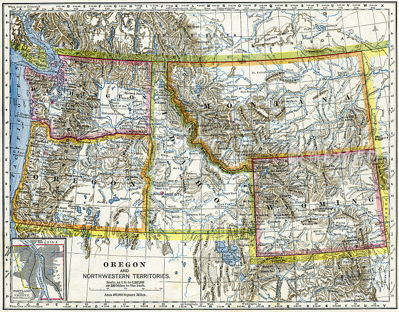 美国西北部地图1883年