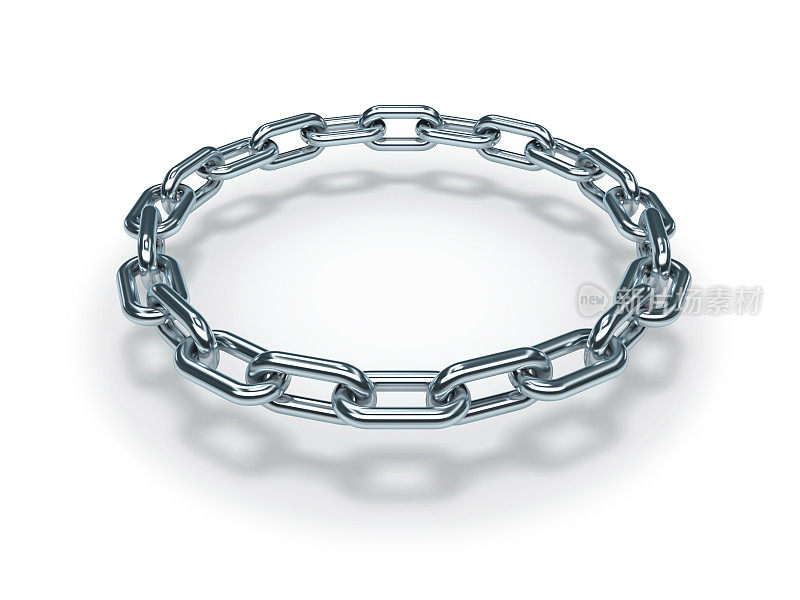 一条银色的金属链带着阴影的环形项链