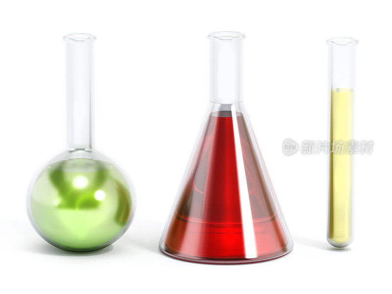 实验室试管内的多色液体