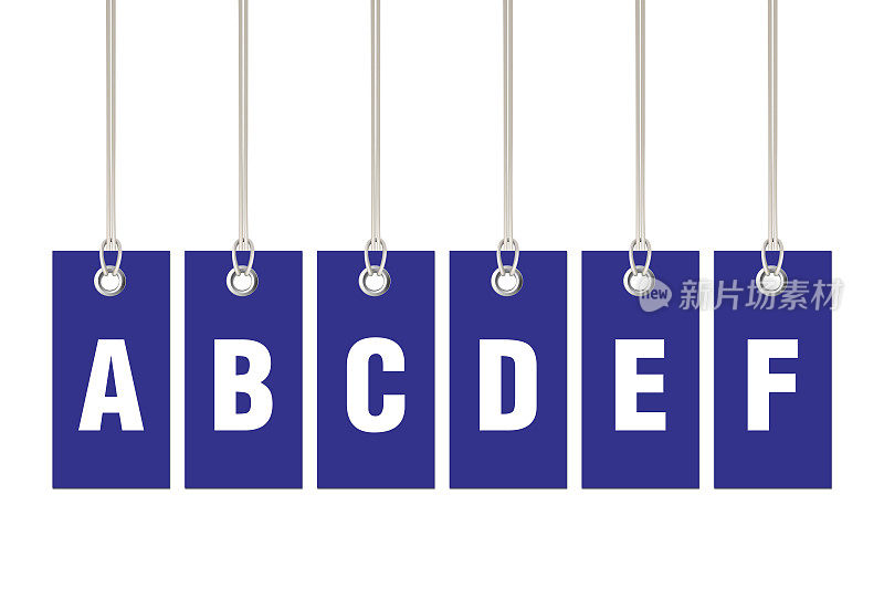 价签上的字母A、B、C、D、E、F