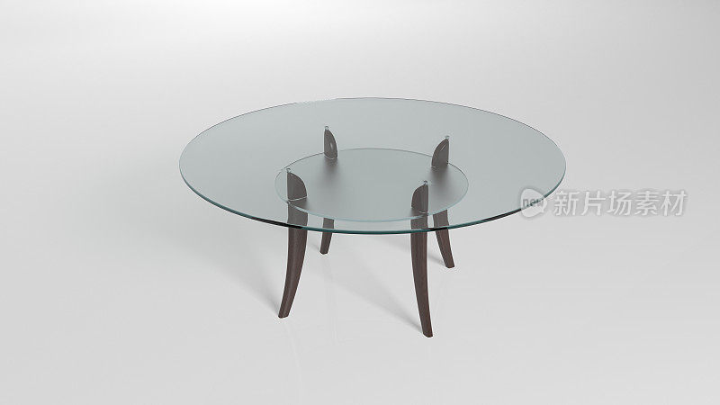 圆形玻璃咖啡桌孤立在白色背景上