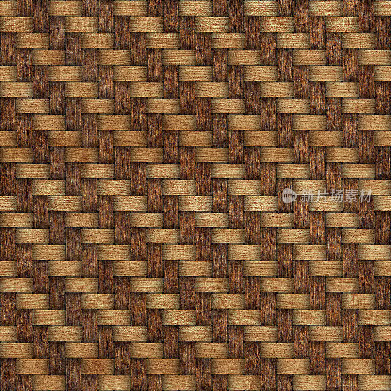 木质编织纹理背景。抽象的装饰木纹篮子编织背景。无缝模式。