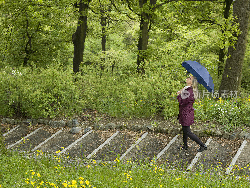 那个女人撑着伞在雨中行走