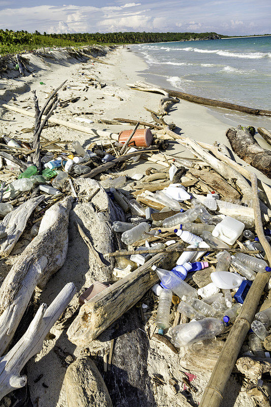 海洋倾倒-热带海滩的总污染