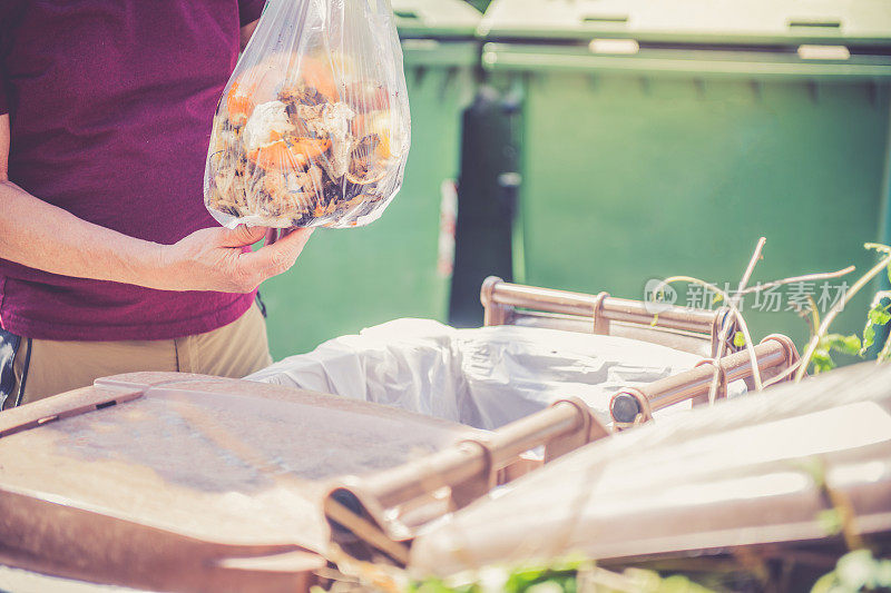 户外垃圾分类，可降解食品垃圾袋，堆肥和零废物