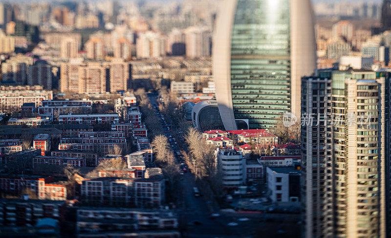 北京高层建筑鸟瞰图，鸟瞰建筑天际线