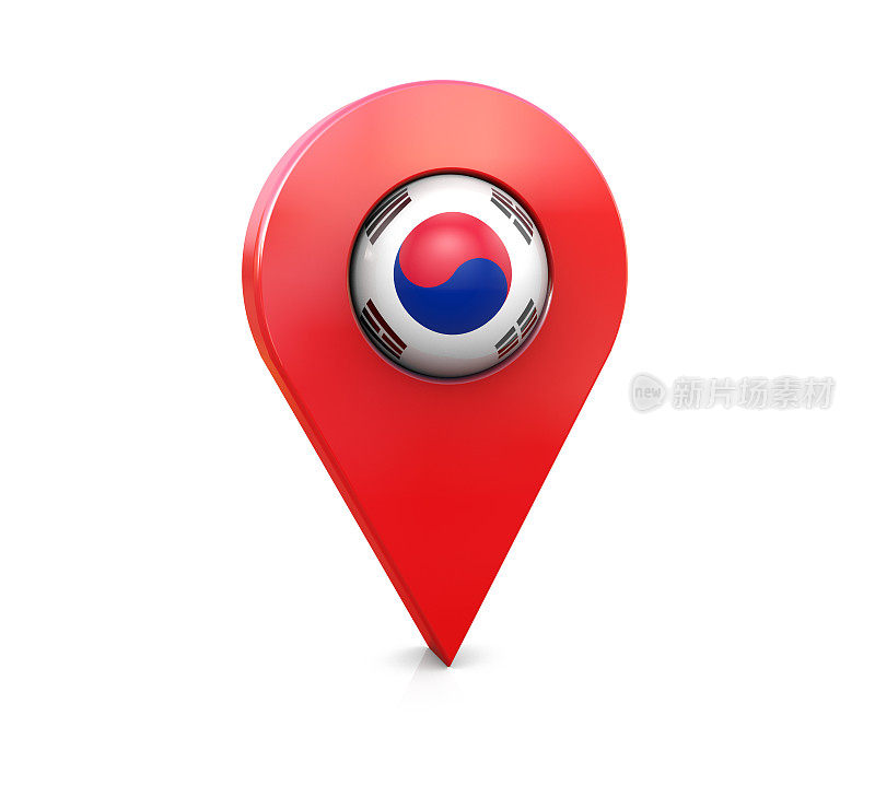 韩国国旗地图别针图标