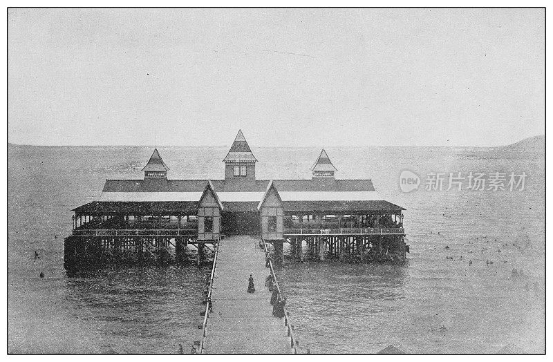 古董黑白照片的美国:大盐湖从加菲尔德海滩