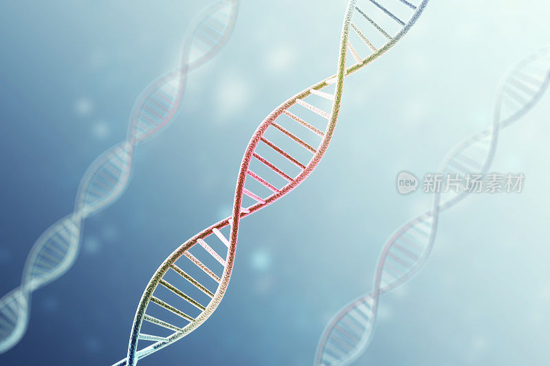 被感染的概念，病人的DNA结构在蓝色背景上