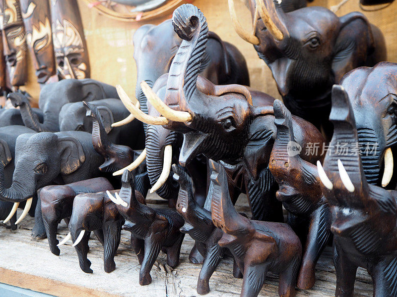 大象雕像装饰，木材，玩具，泰国