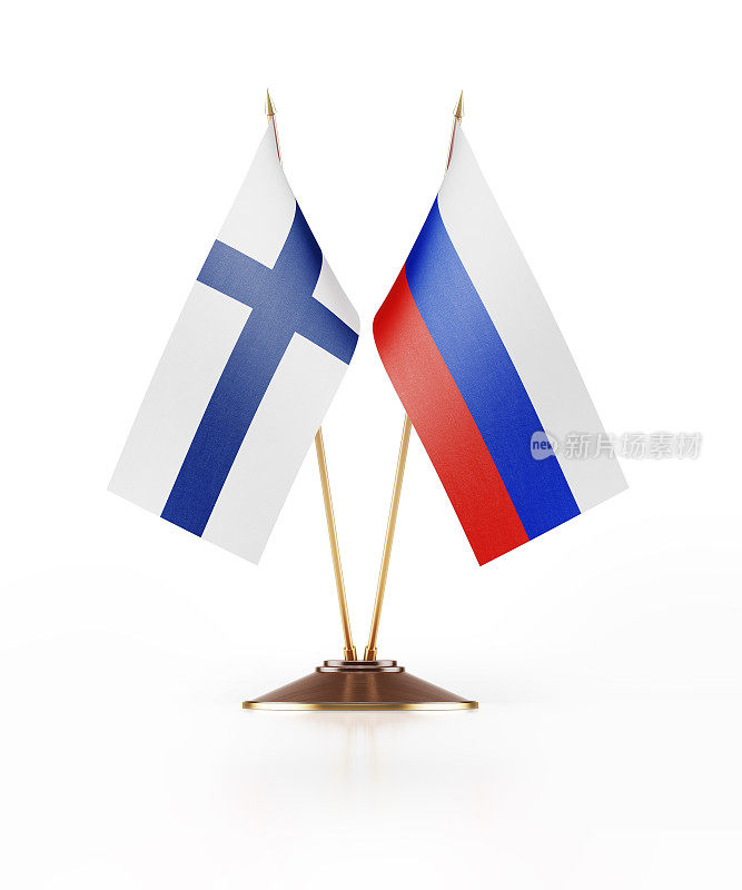 芬兰和俄罗斯的微型国旗