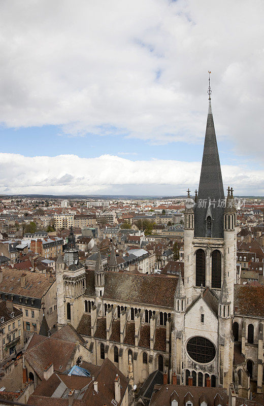第戎圣母院和法国城市鸟瞰图