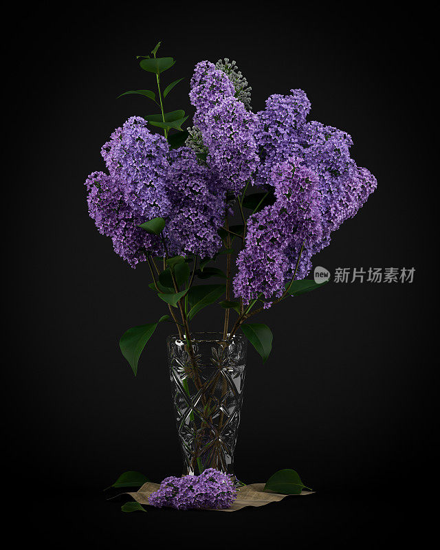 花瓶里的紫丁香花束
