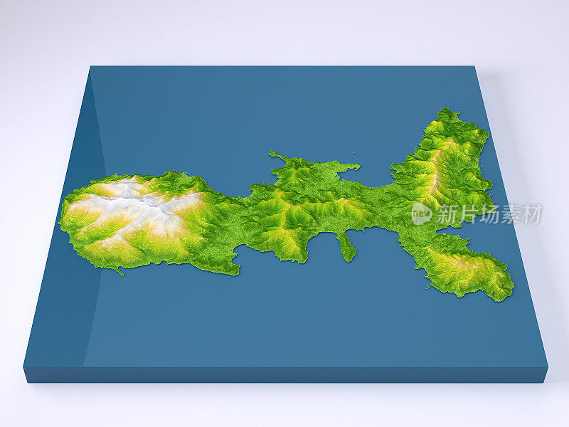 厄尔巴岛三维模型地形图浮雕颜色