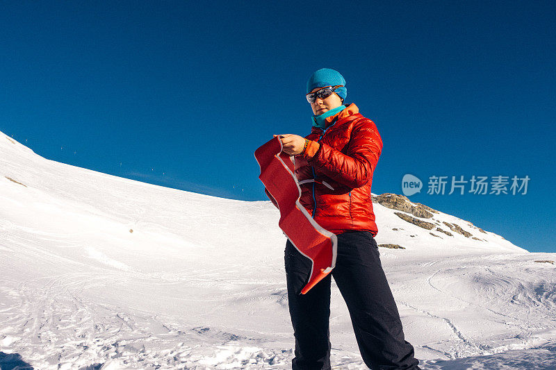 野外滑雪者固定滑雪板皮肤