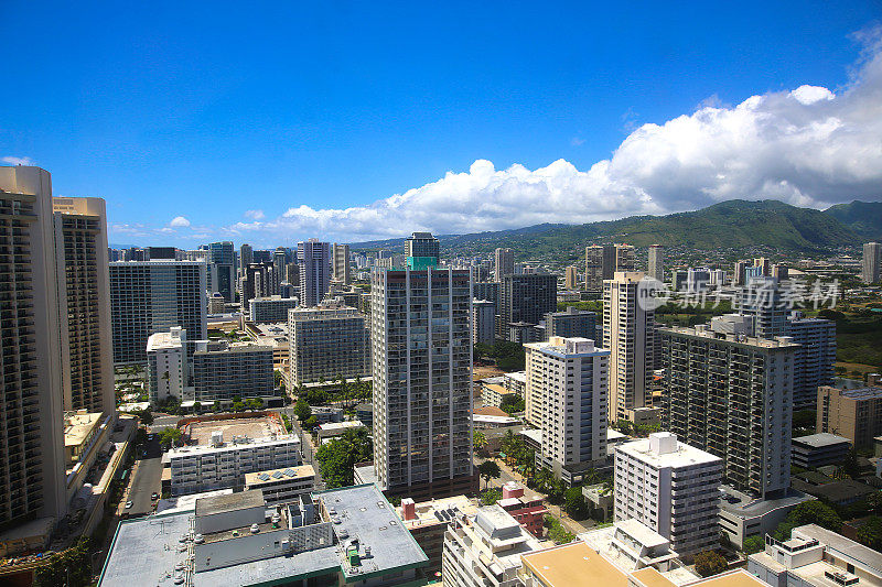 夏威夷檀香山城市天际线