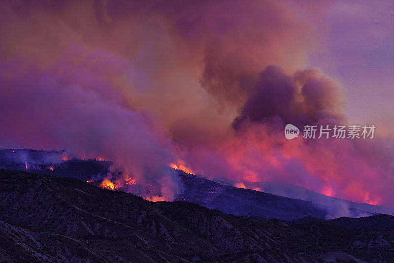 森林大火在夜间肆虐