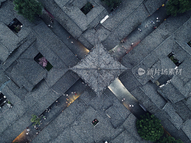 鸟瞰阆中市，四川北部，中国