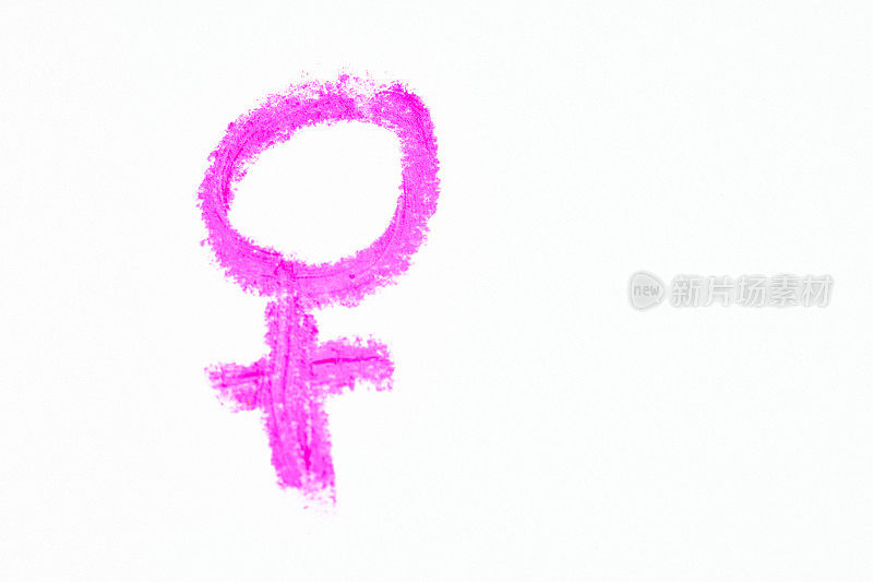 粉红色的女性符号，通常用来代表女权主义，用油彩粉笔手绘