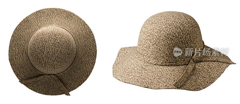 fedora的帽子。帽子孤立在白色背景。棕色帽子