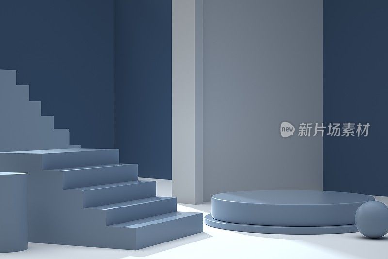 浅蓝色背景的虚拟产品展示平台