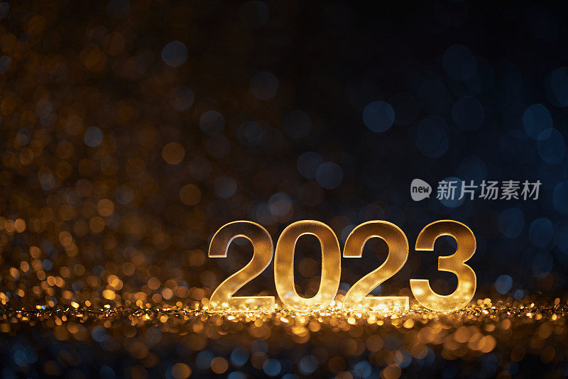 2023年金色新年离焦灯-派对庆祝圣诞金