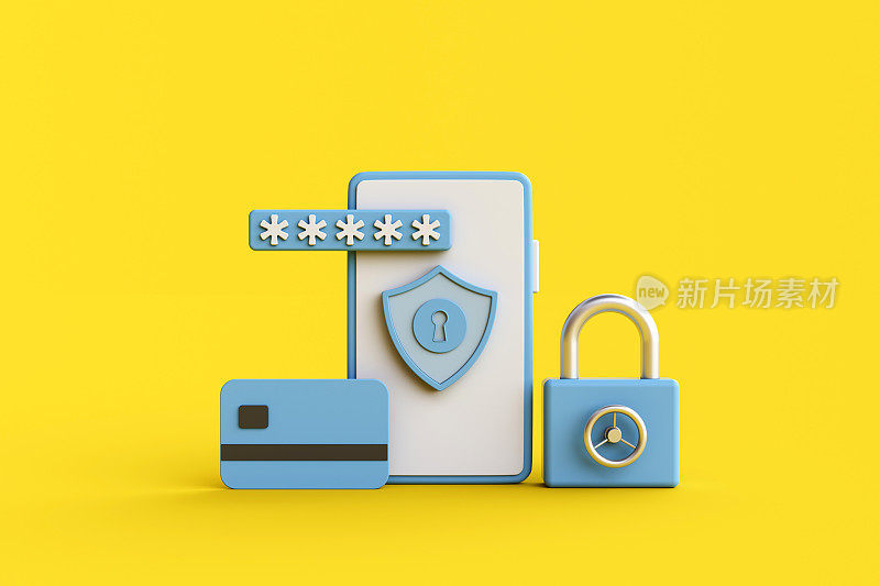 3D渲染用户帐号保护。在线支付和银行安全。