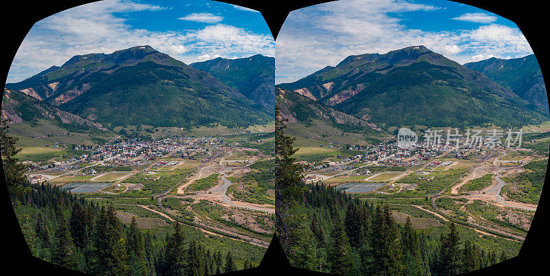 矿业镇科罗拉多落基山脉立体虚拟现实