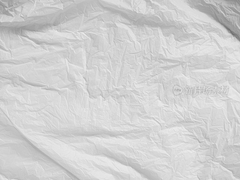 保鲜膜白色覆盖背景，效果袋贴纸箔图案皱纹玻璃纸薄膜聚乙烯反射回收模型明确空密封场景设计包装垃圾摘要