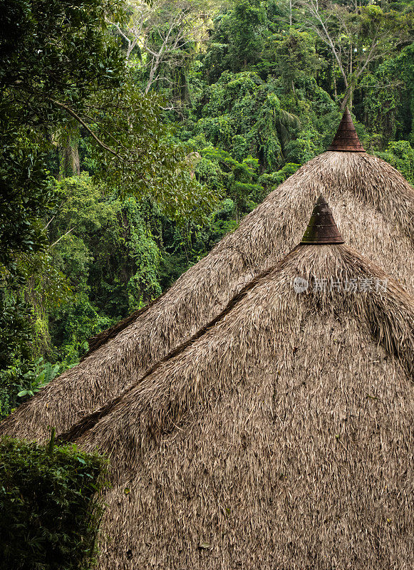 巴厘岛的竹茅草屋顶