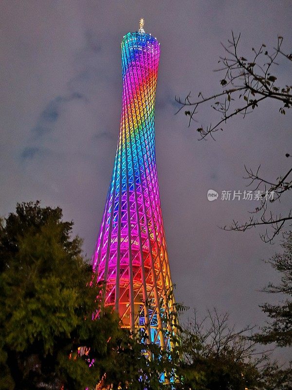 夜间的广州塔，广东省广州市