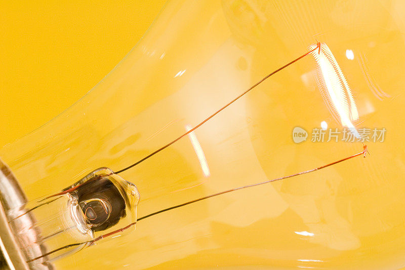 清晰的灯泡-黄色背景
