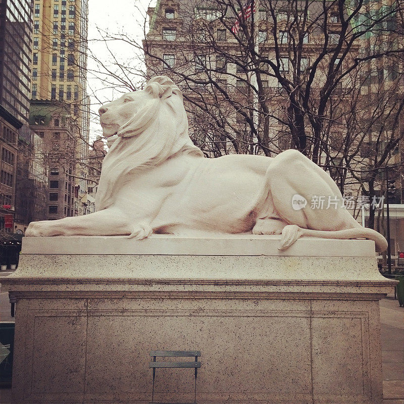 狮子在纽约公共图书馆前