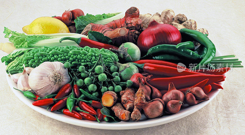 亚洲食物蔬菜和香料