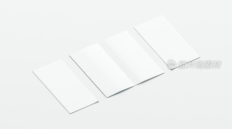 空白白色两个折叠的小册子模型，打开和关闭