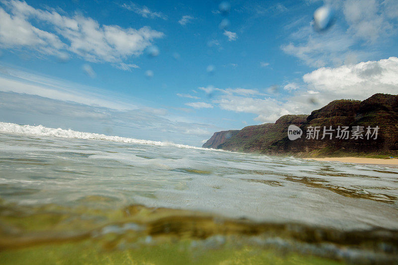 海滩日，来自夏威夷考艾岛的波利黑尔州立公园。