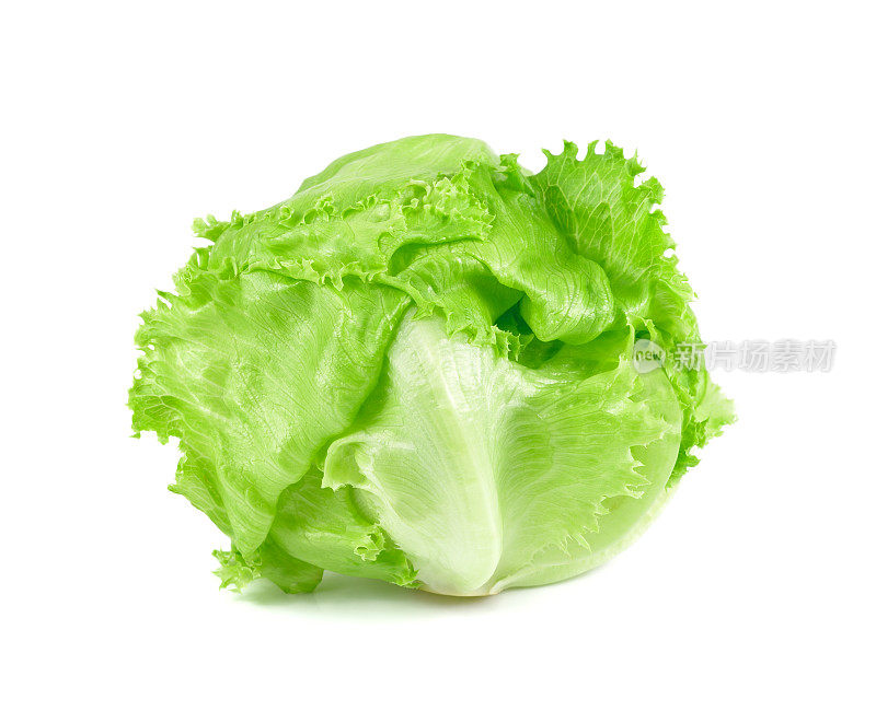 白色背景上的绿色卷心莴苣，新鲜卷心菜孤立，婴儿cos
