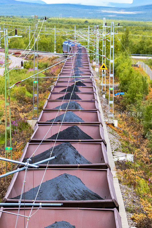 满载瑞典铁矿石的火车经由挪威运往欧洲出口