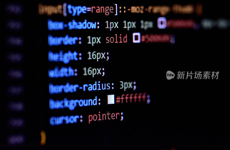 特写的现代CSS3级联样式表编程代码的HTML编码。