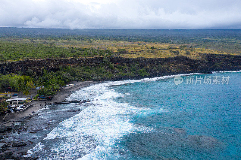 夏威夷大岛海滩鸟瞰图