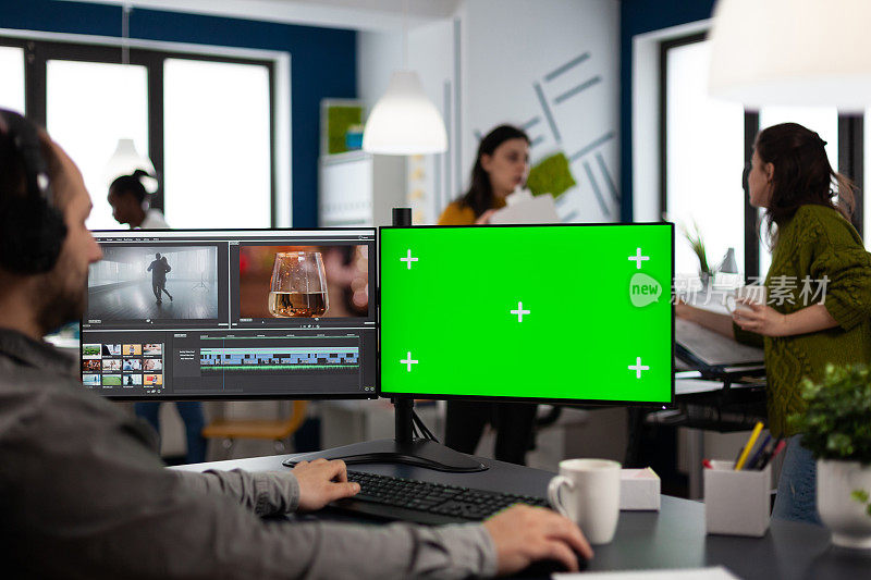 视频编辑器使用电脑带色度键，模拟孤立显示