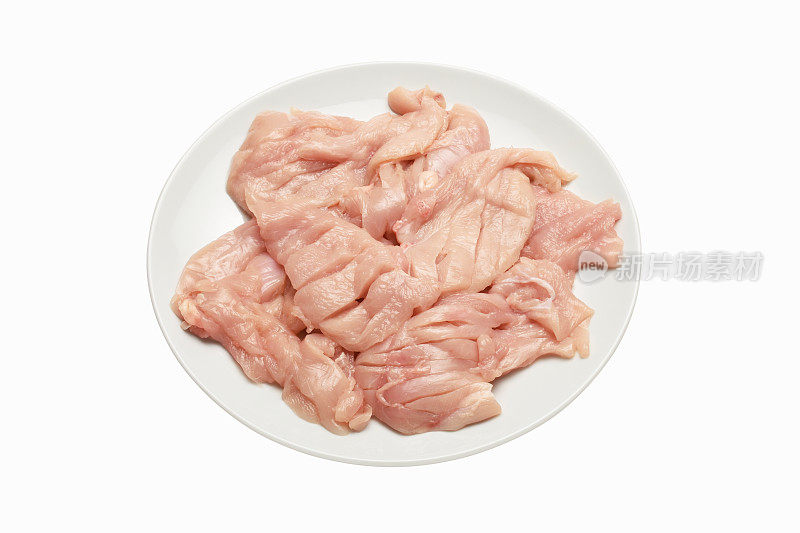 盘子里的鸡胸肉片(切路)