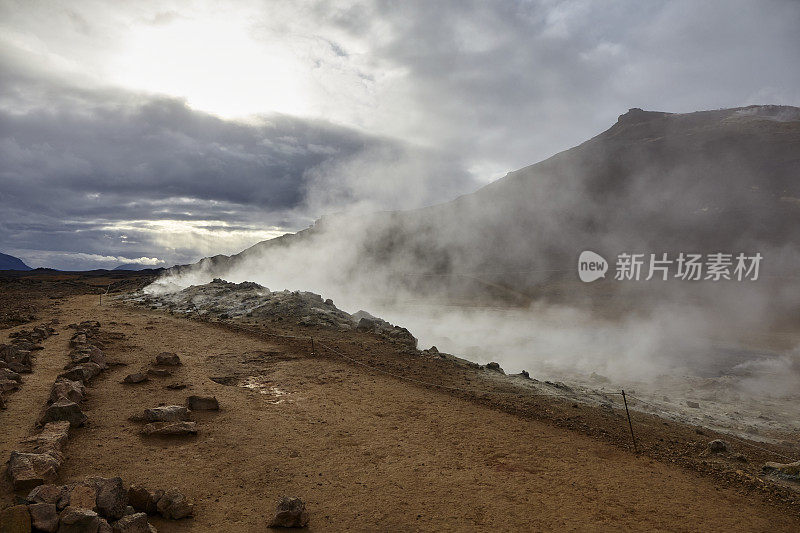 冰岛北部Hverir地热区的景观